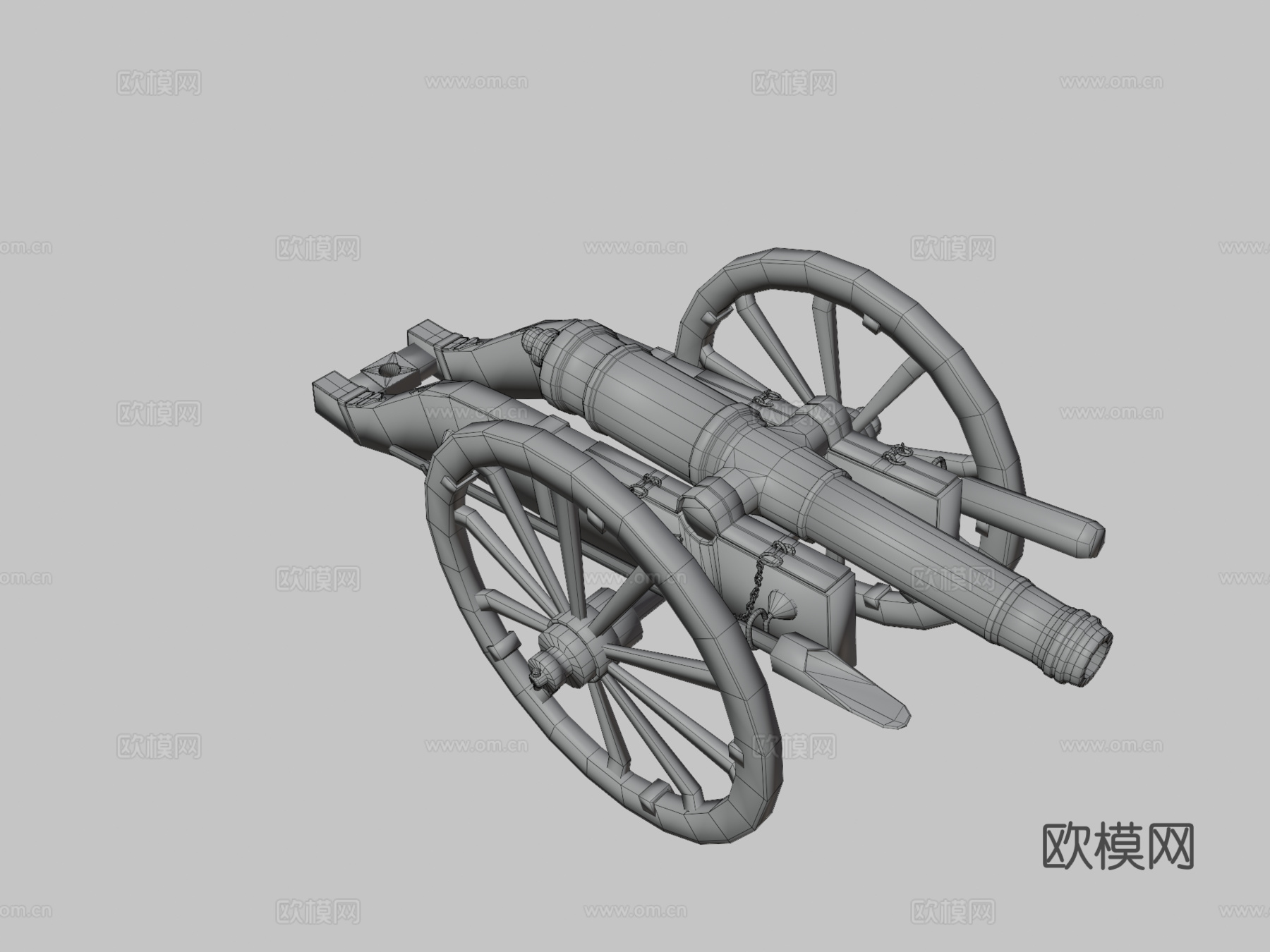 低多边形炮3d模型下载（渲染图3）