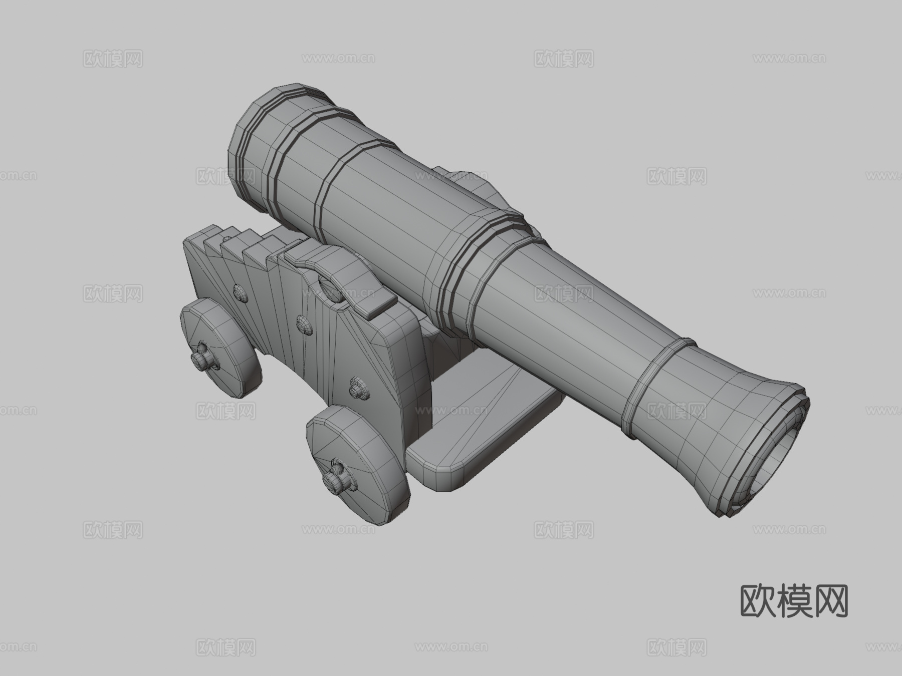 简易加农炮3d模型下载（渲染图3）