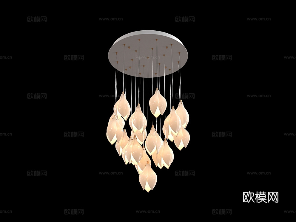 Cloyd 吸顶灯 花朵吊灯3d模型下载（渲染图1）