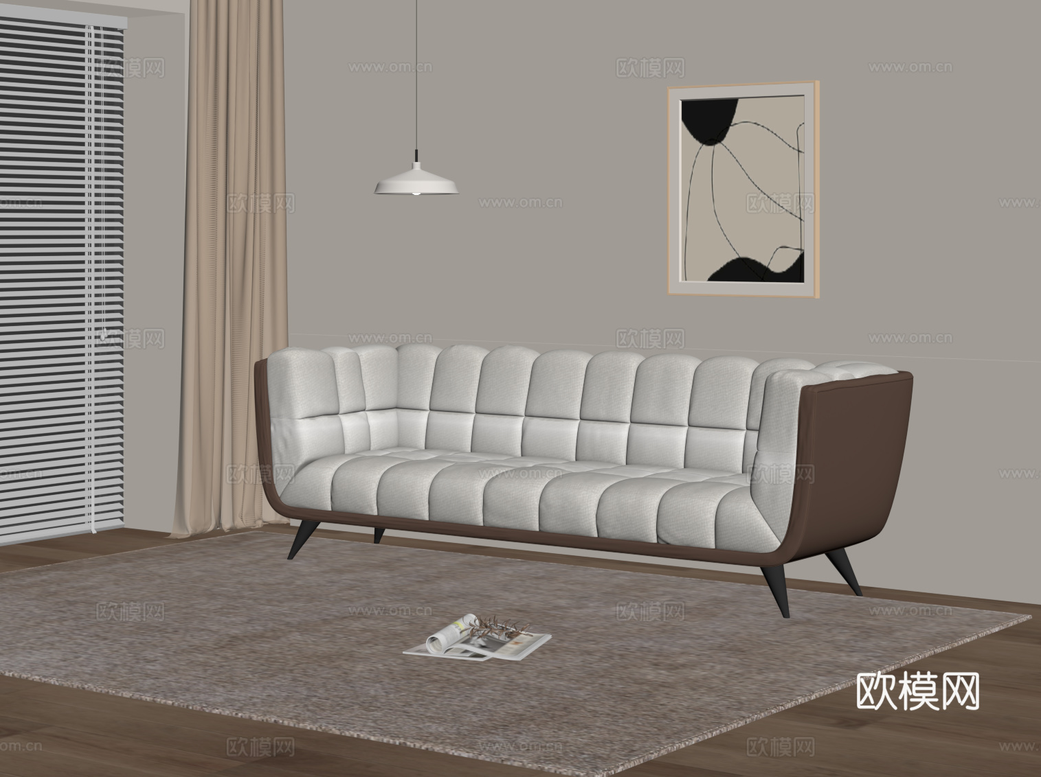 现代多人沙发 休闲沙发su模型