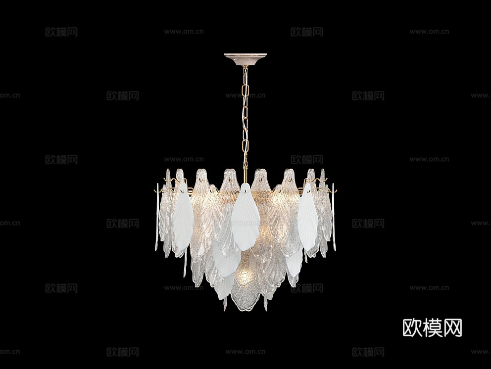 Cloyd 轻奢叶子吊灯3d模型下载（渲染图1）