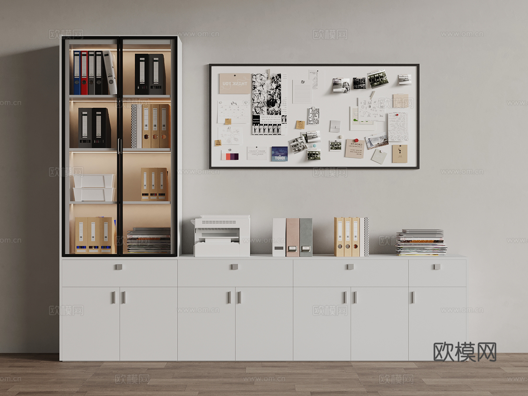现代文件柜 办公用品su模型