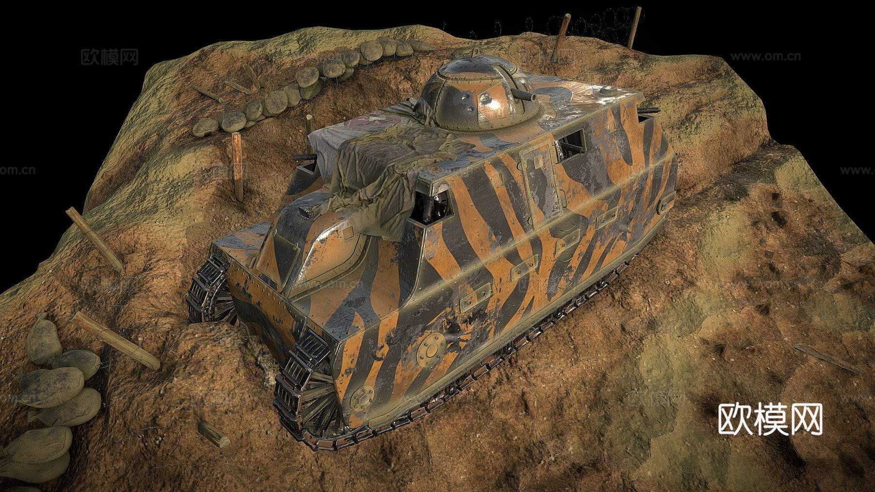 菲亚特2000利比亚平定行动1923年3d模型下载（渲染图1）