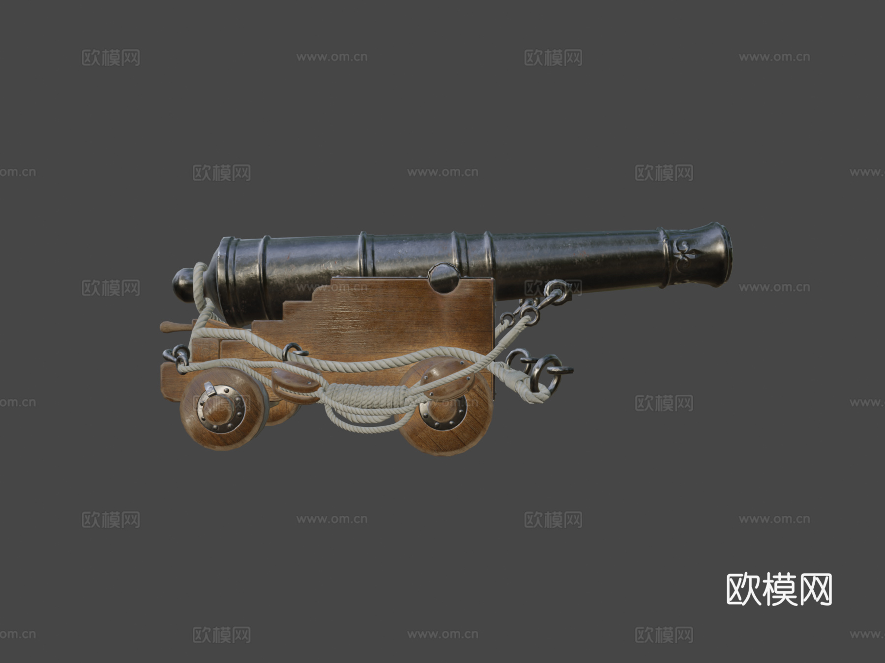 皇家海军加农炮3d模型下载（渲染图5）