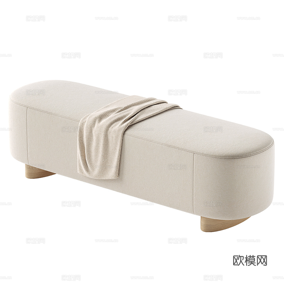 现代Teo布艺长凳3d模型下载（渲染图2）