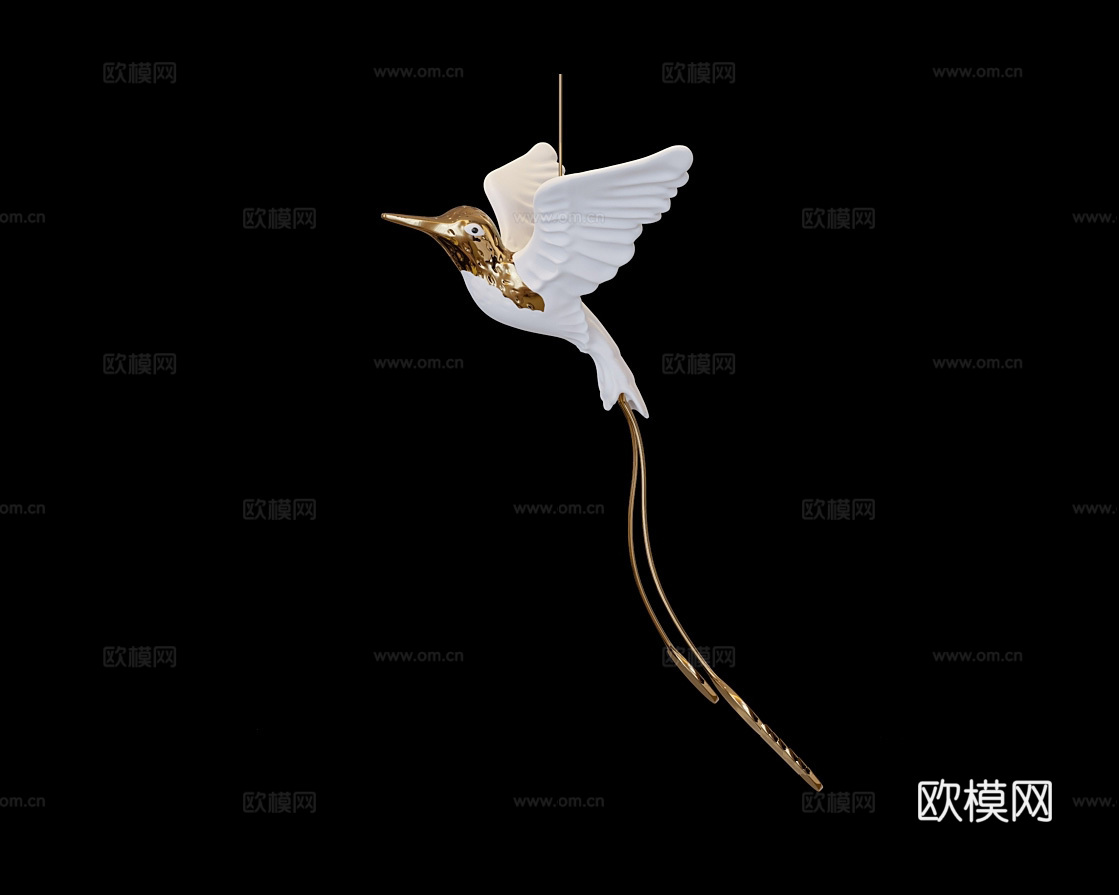 Cloyd 奢华飞鸟吊灯3d模型下载（渲染图1）