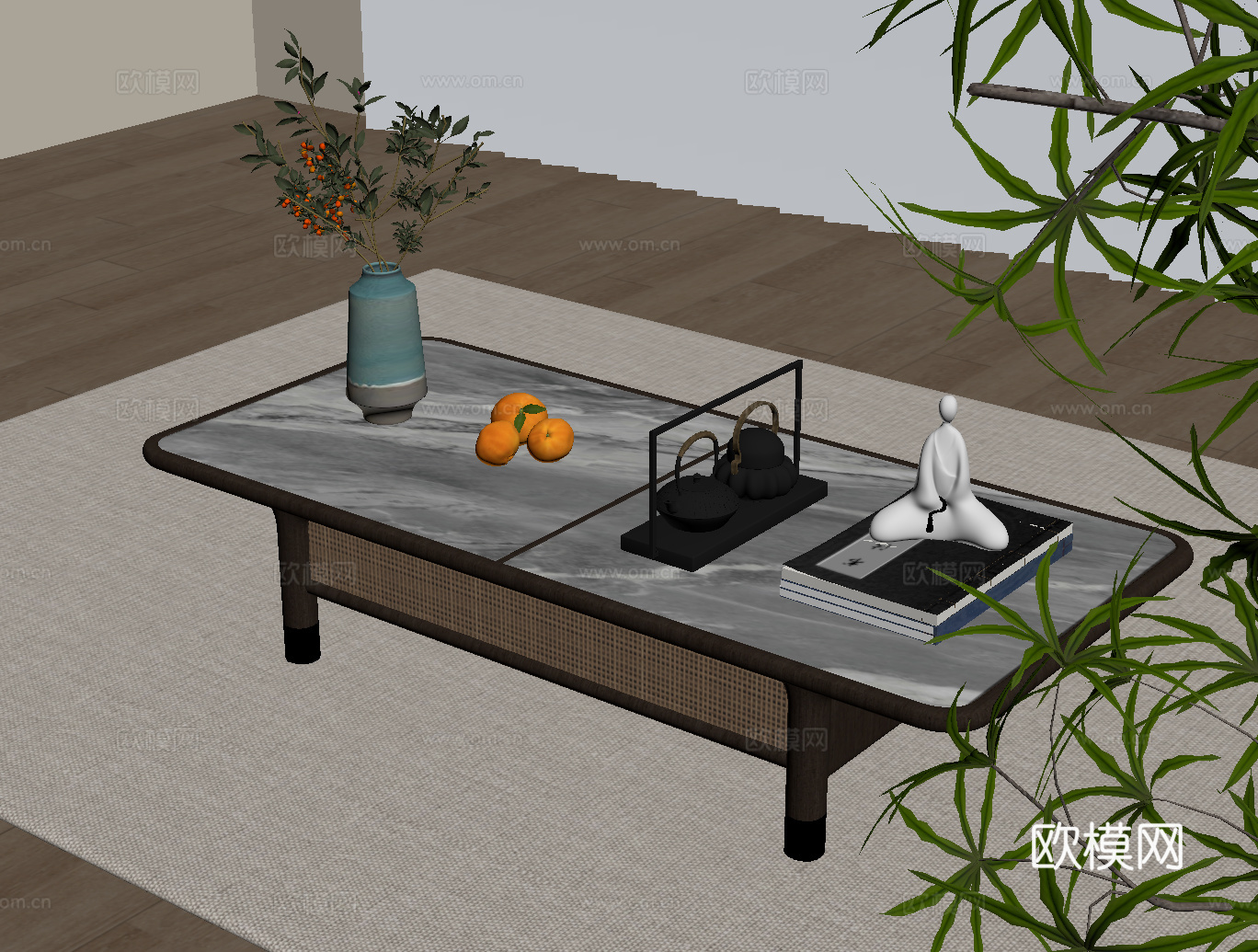 新中式茶几su模型