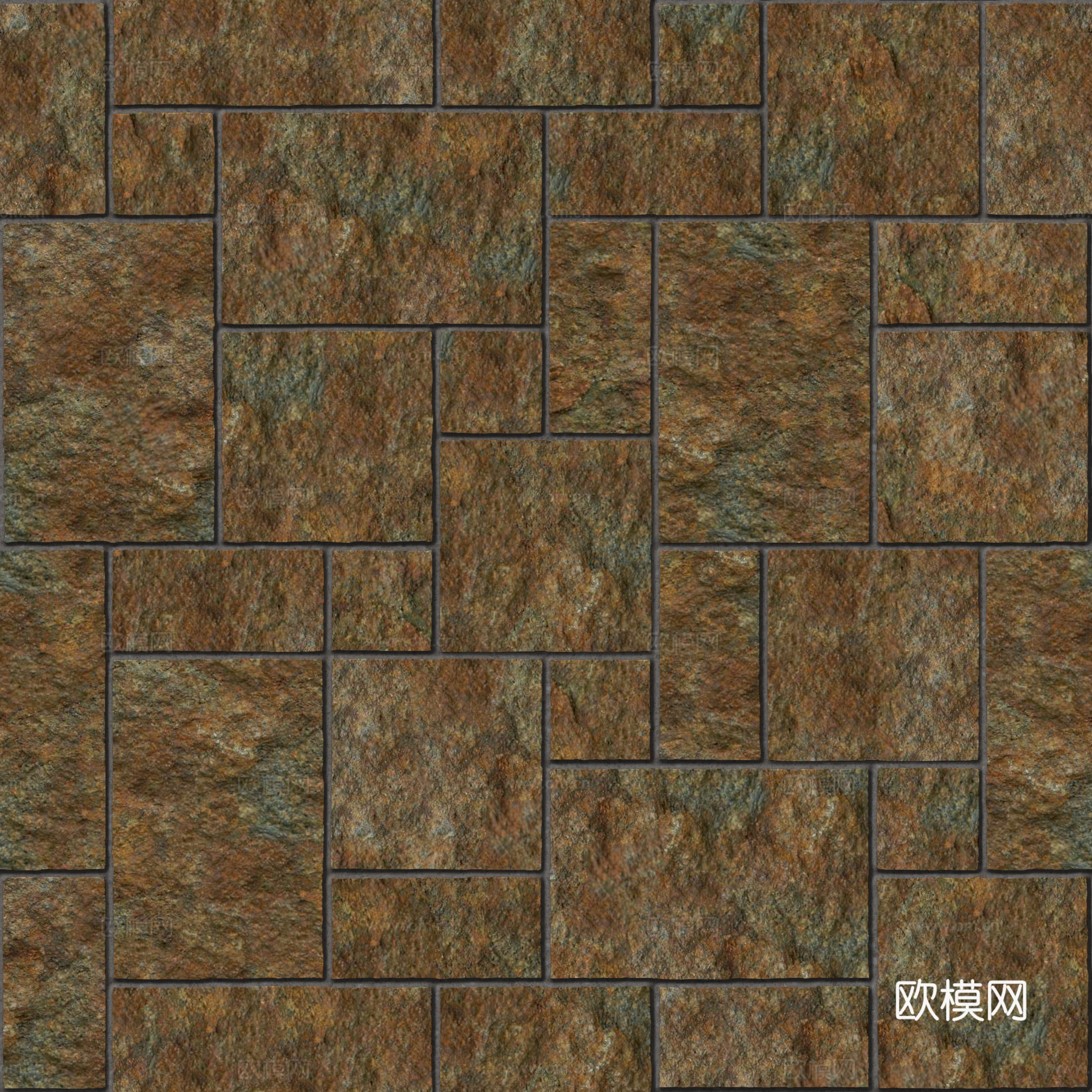 暗红色红色砂岩石板-大小错拼错缝20