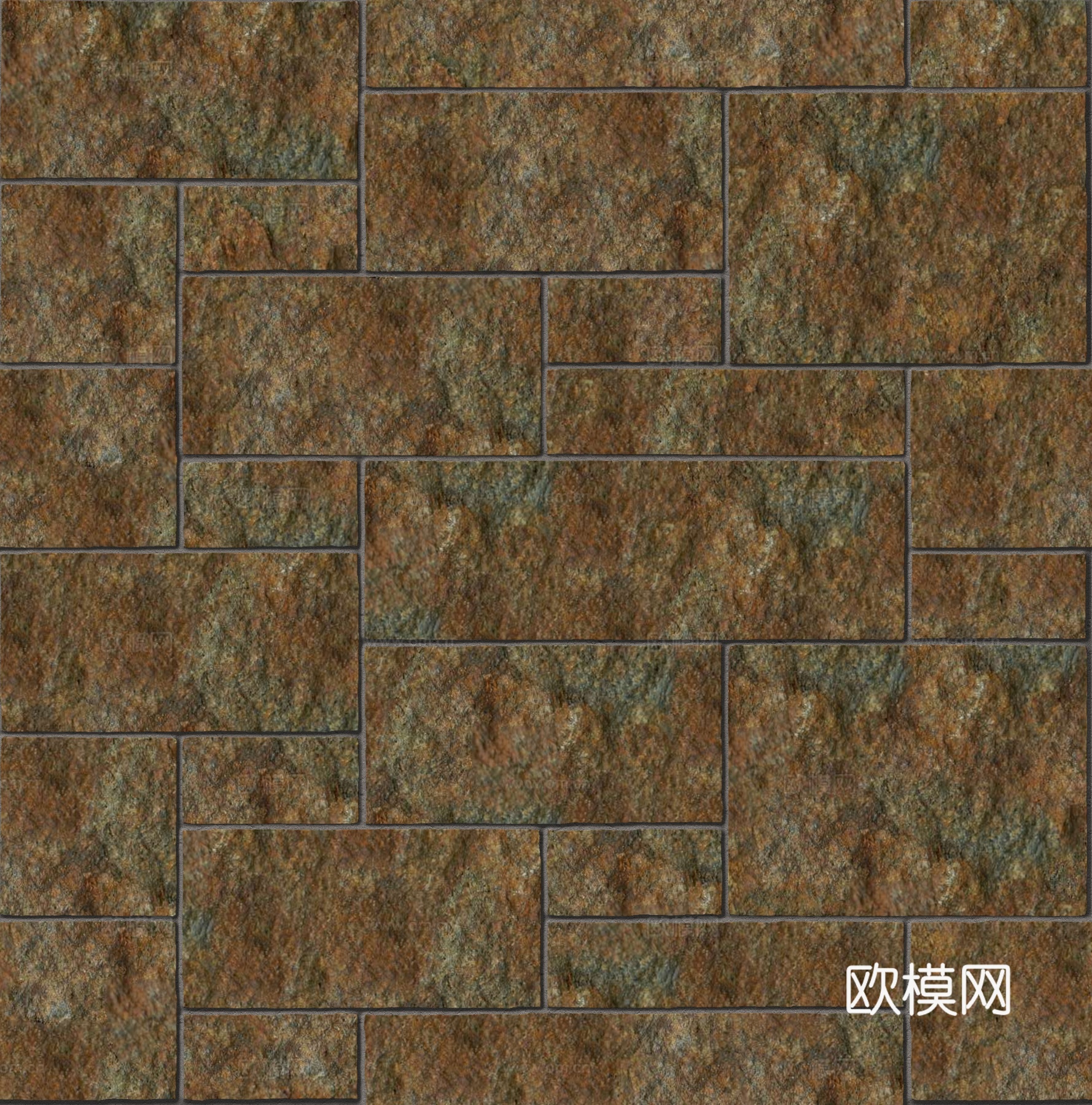 暗红色红色砂岩石板-大小错拼错缝22