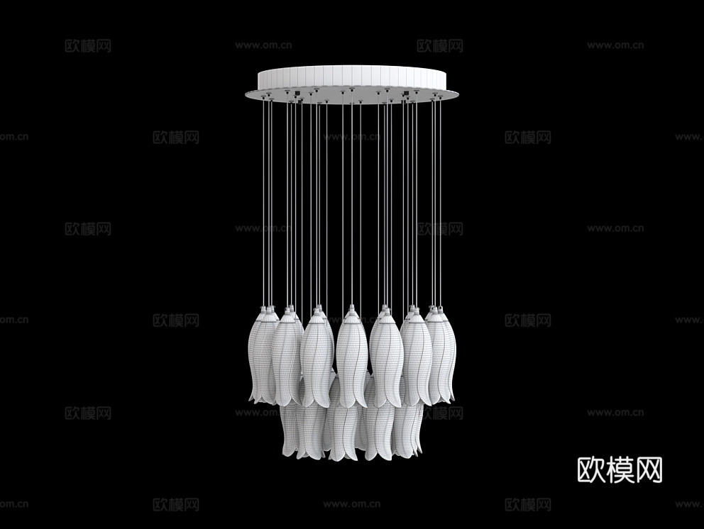 Cloyd 吸顶灯 花朵吊灯3d模型下载（渲染图3）