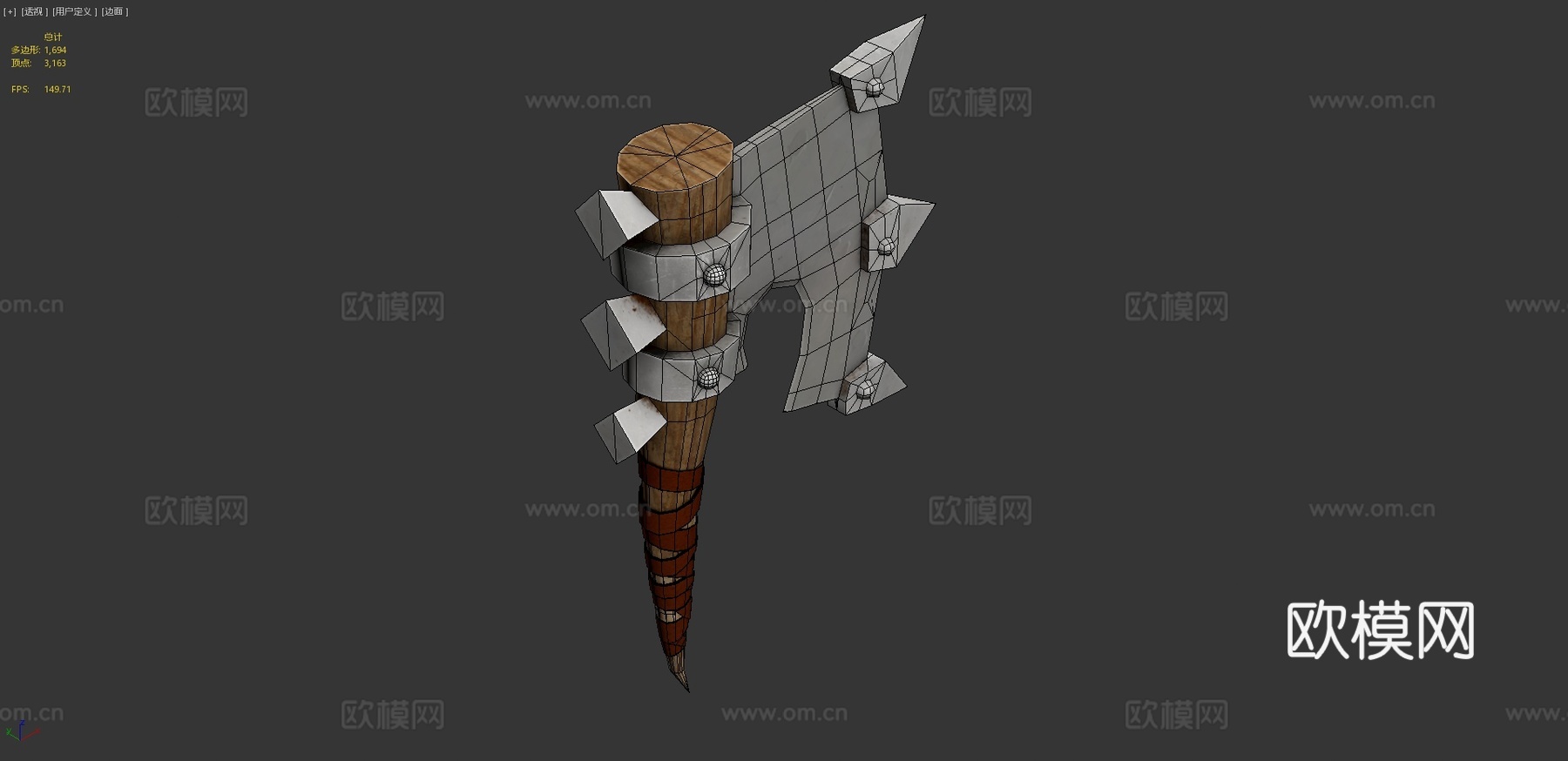 低多边形斧3d模型下载（渲染图4）
