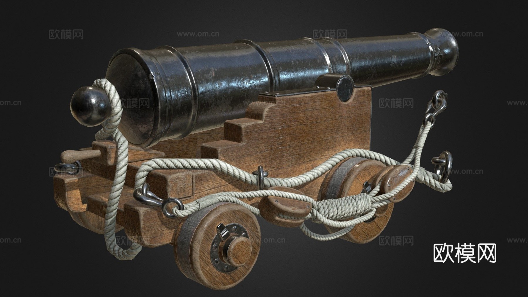 皇家海军加农炮3d模型下载（渲染图1）
