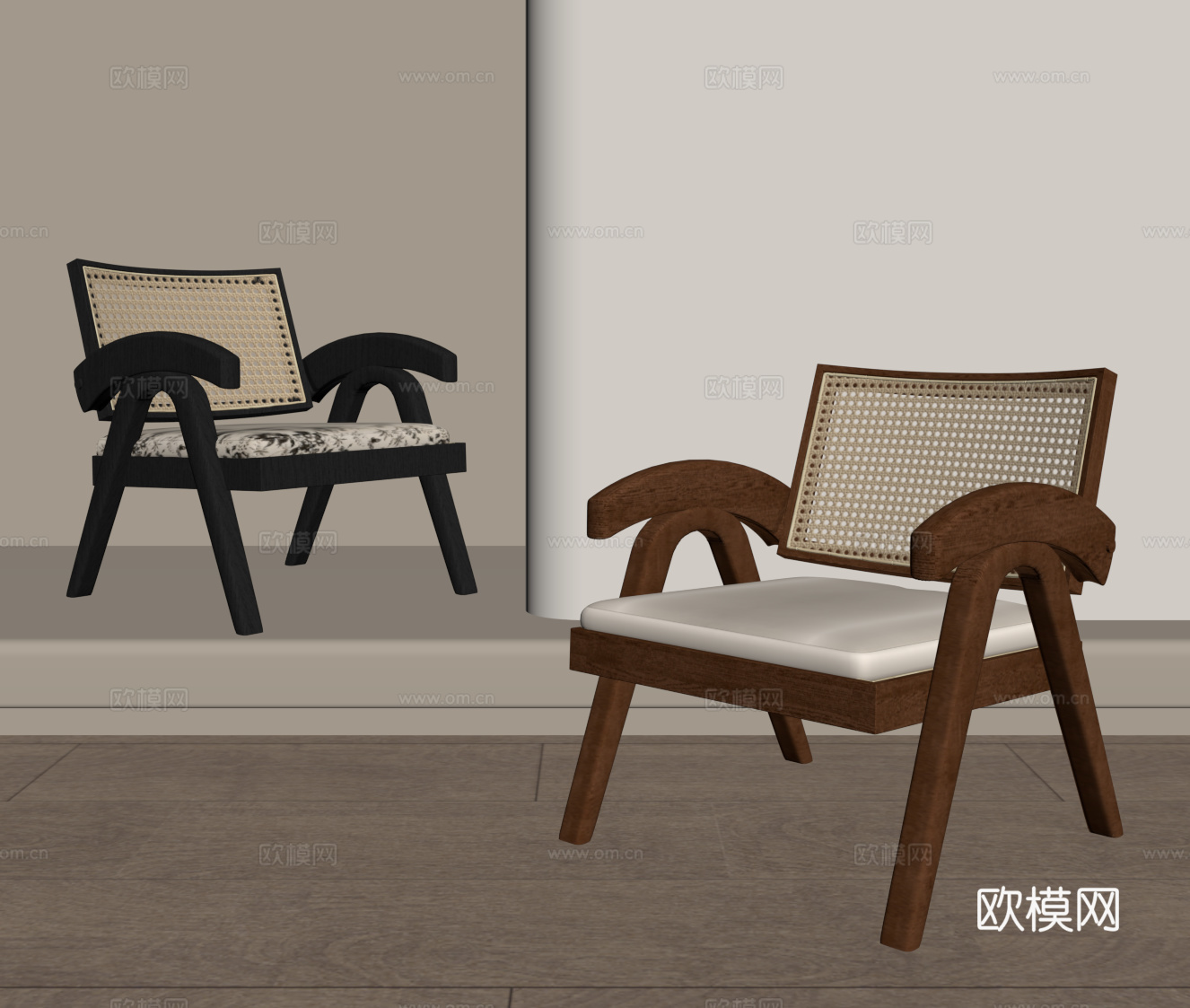 法式中古风休闲椅 单椅su模型