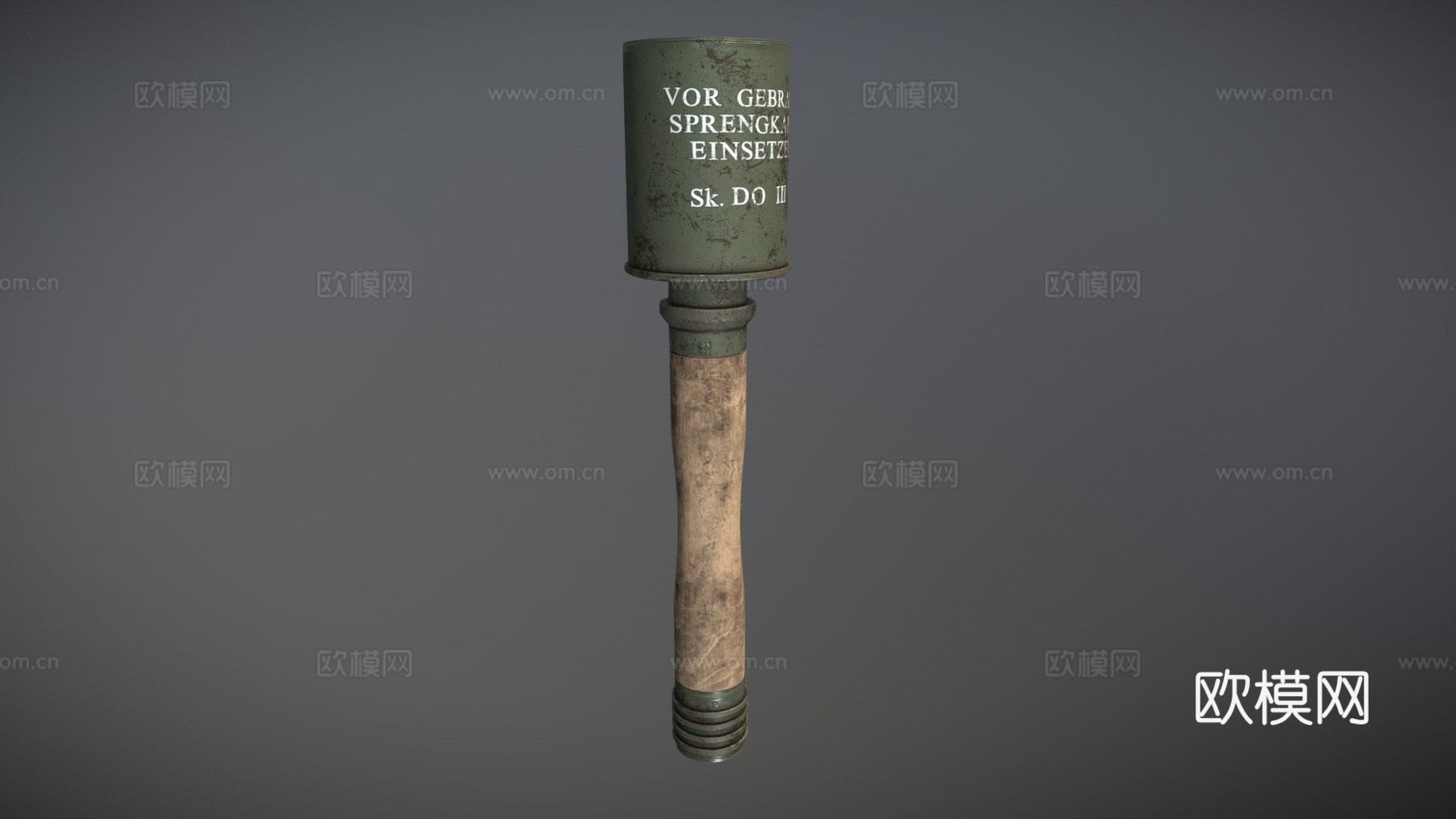 木柄手榴弹3d模型下载（渲染图1）