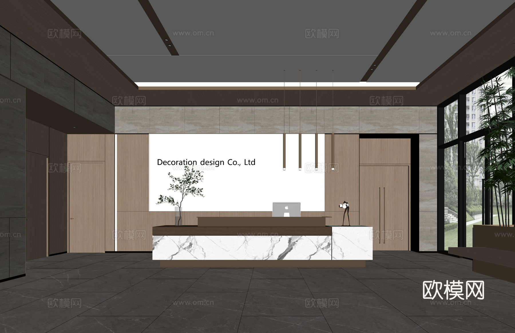 大厅 办公 接待su模型