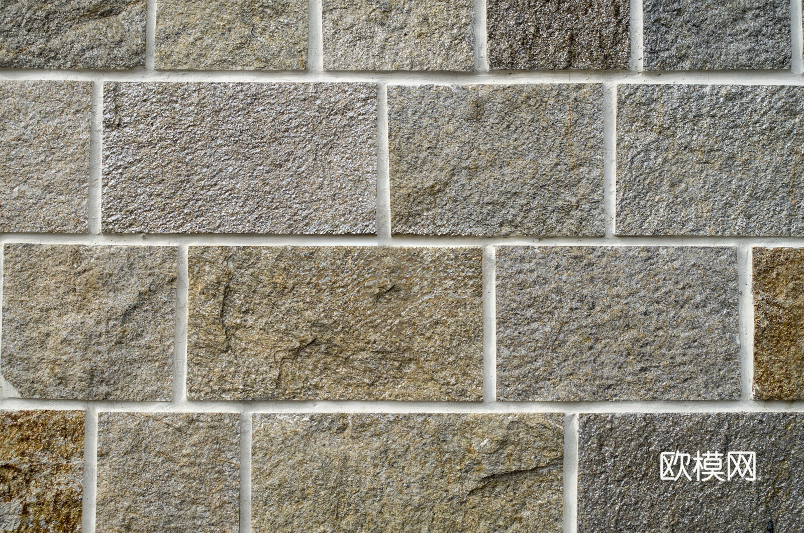 规则矩形形态干垒石，毛石墙面5