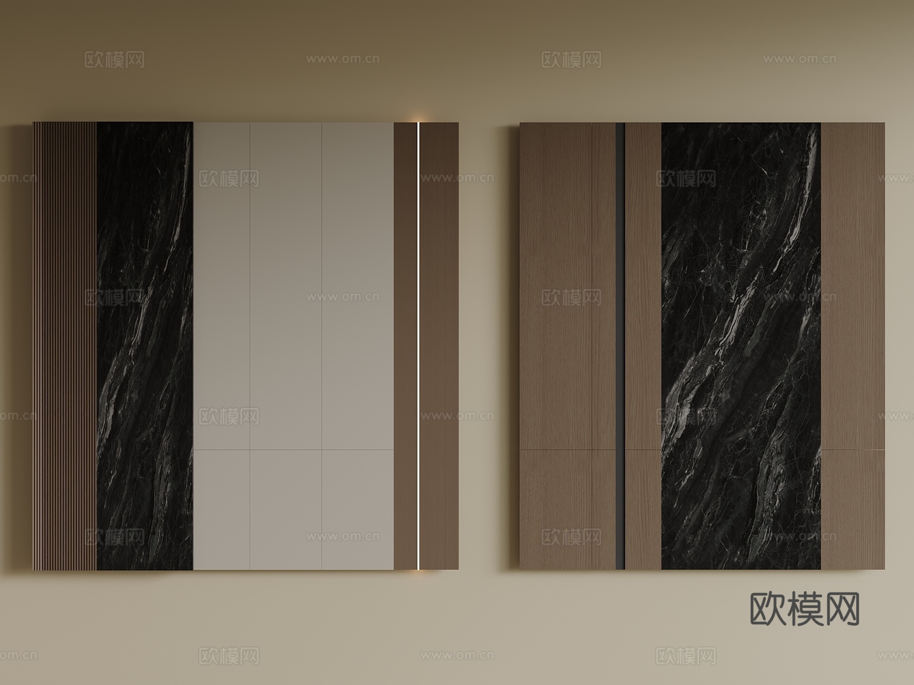 现代别墅背景墙su模型