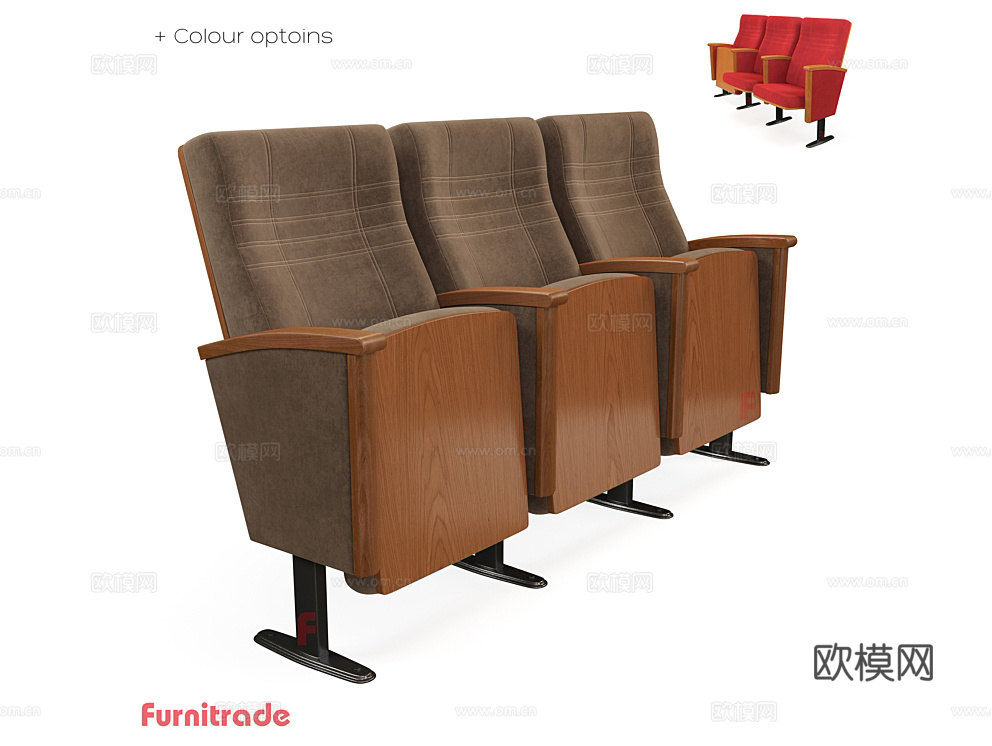 Furnitrade 联排椅 电影椅子3d模型下载（渲染图1）