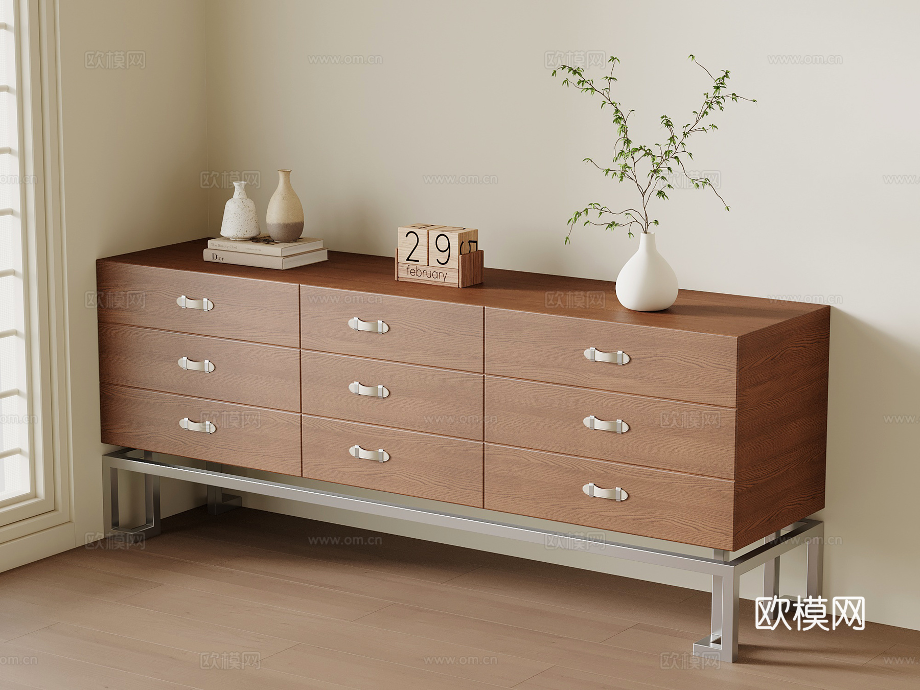 中古风边柜 装饰柜 储物柜su模型