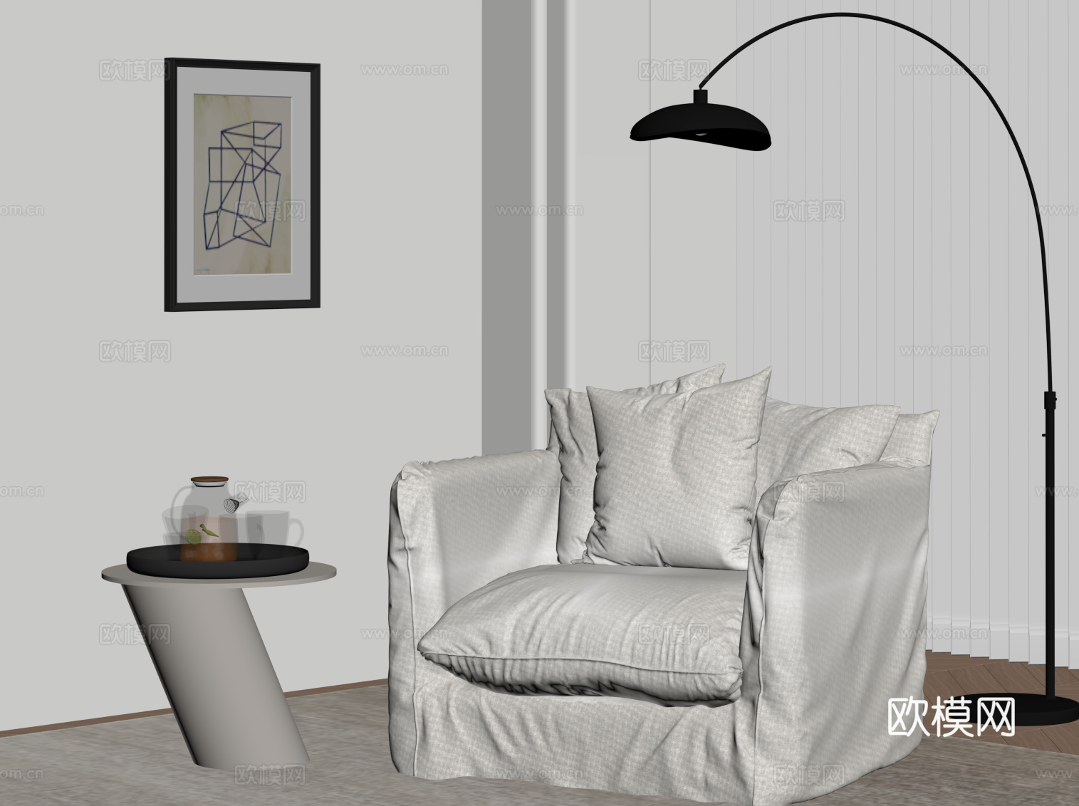 现代单人沙发 休闲沙发su模型
