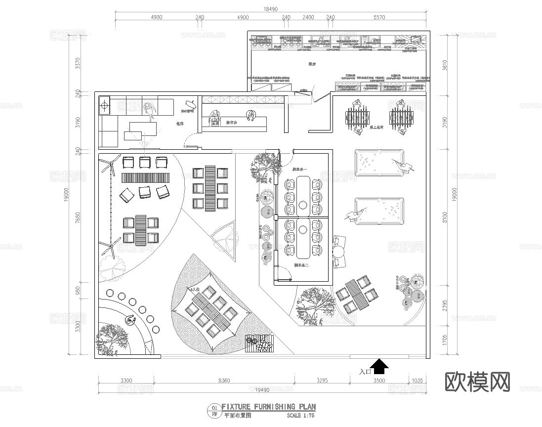 露营风酒吧 最新平面施工图合集cad施工图