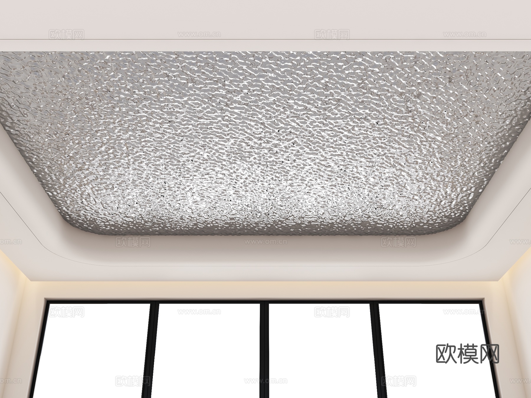 宅寂风格吊顶 圆形异形吊顶 圆形吊顶 不锈钢波纹吊顶 奶油风su模型