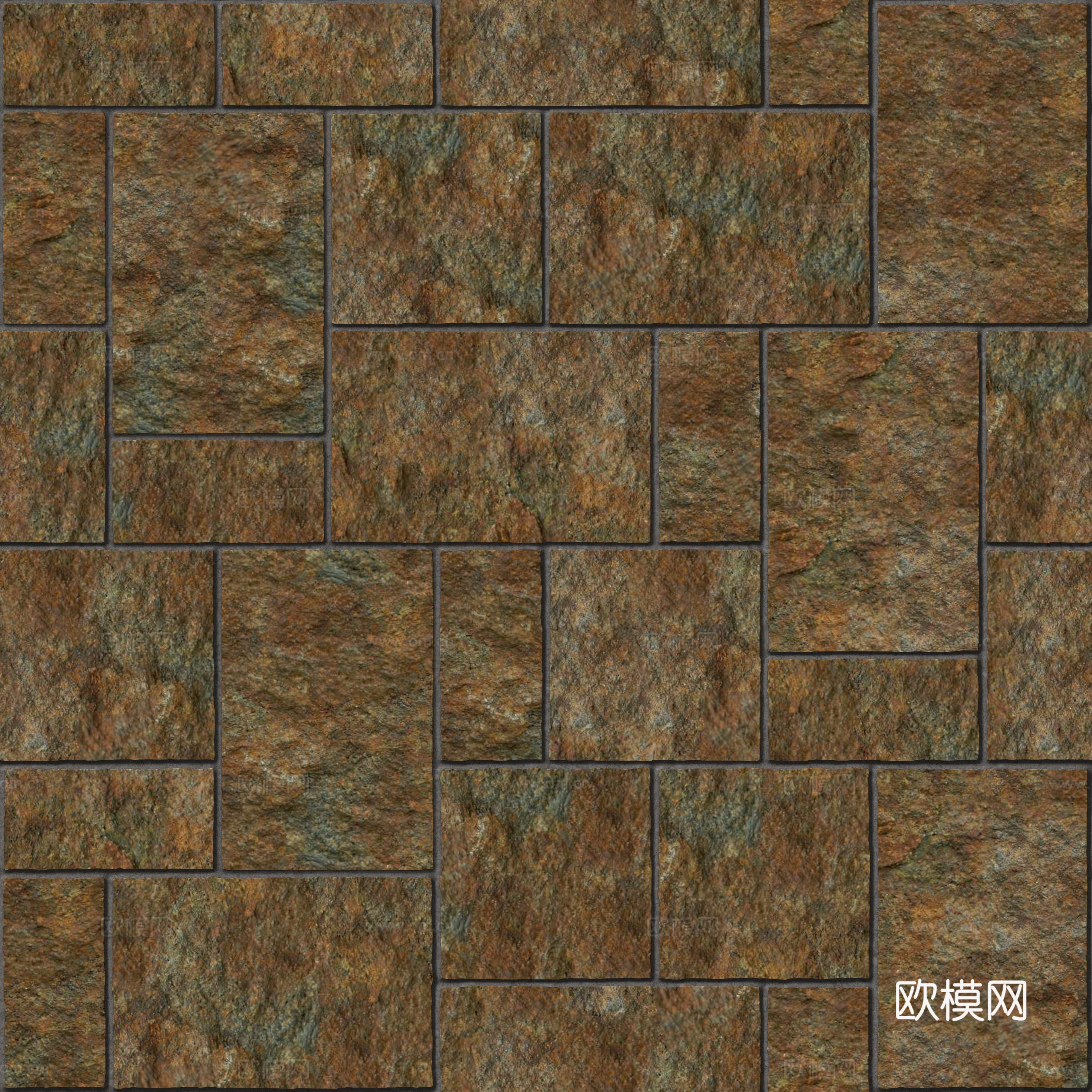 暗红色红色砂岩石板-大小错拼错缝24