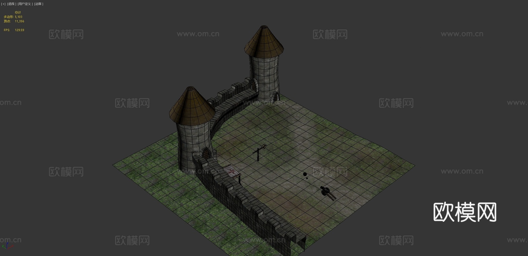 加农炮3d模型下载（渲染图4）