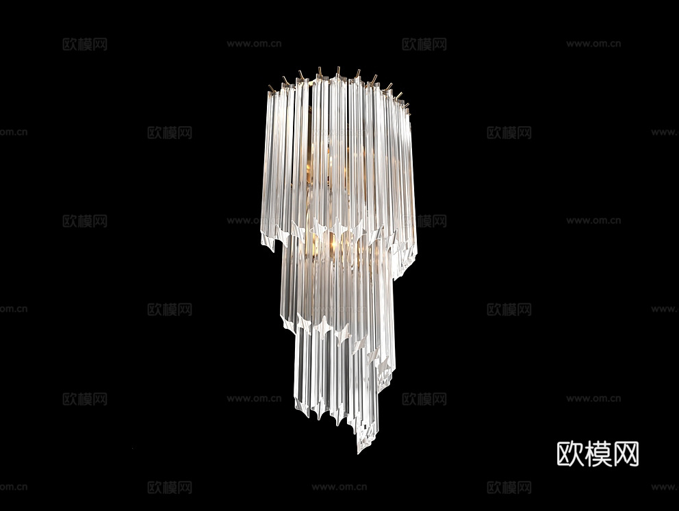 Cloyd 奢华水晶吸顶灯3d模型下载（渲染图2）