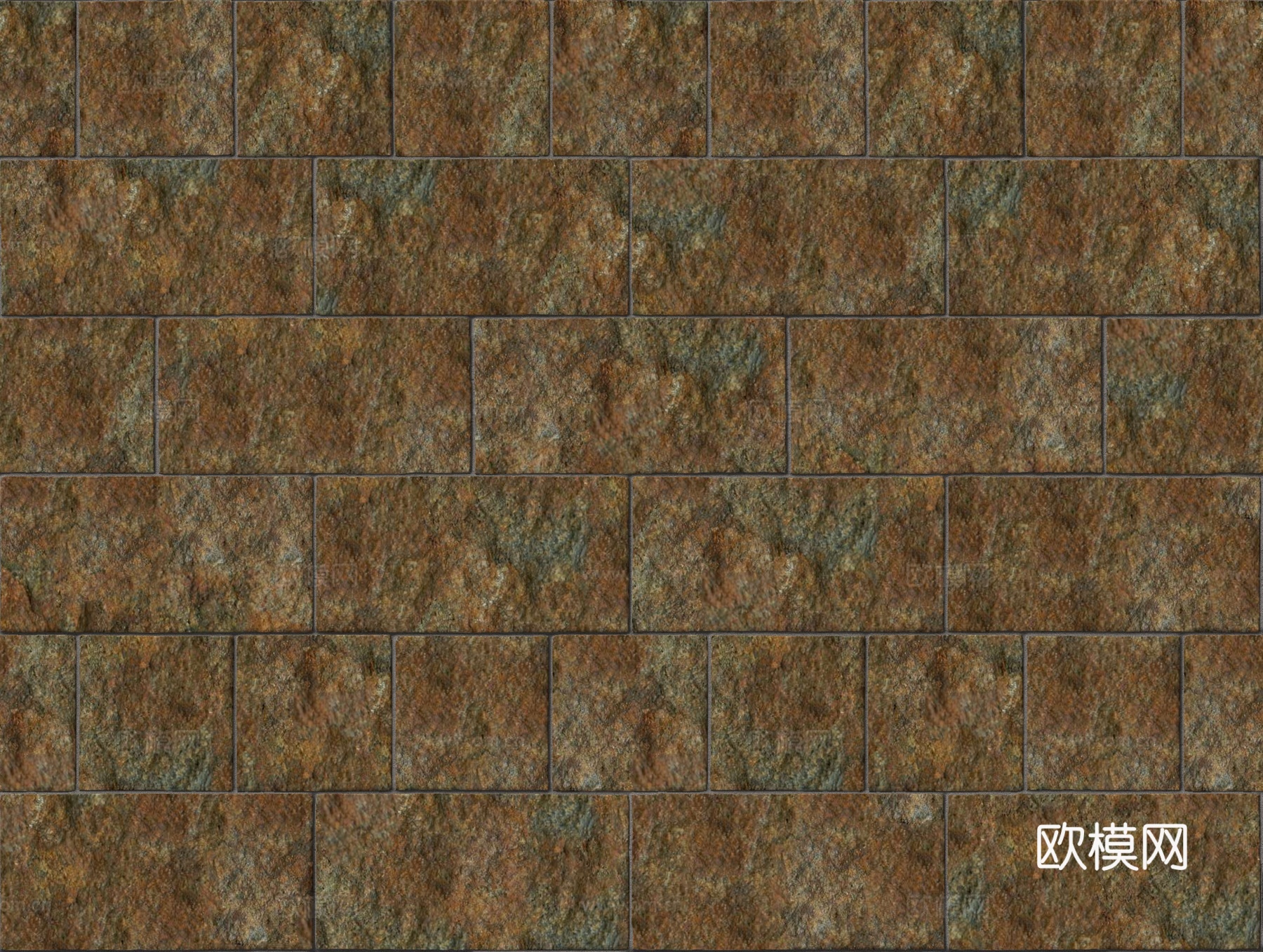 暗红色红色砂岩石板-宽窄间隔错缝18