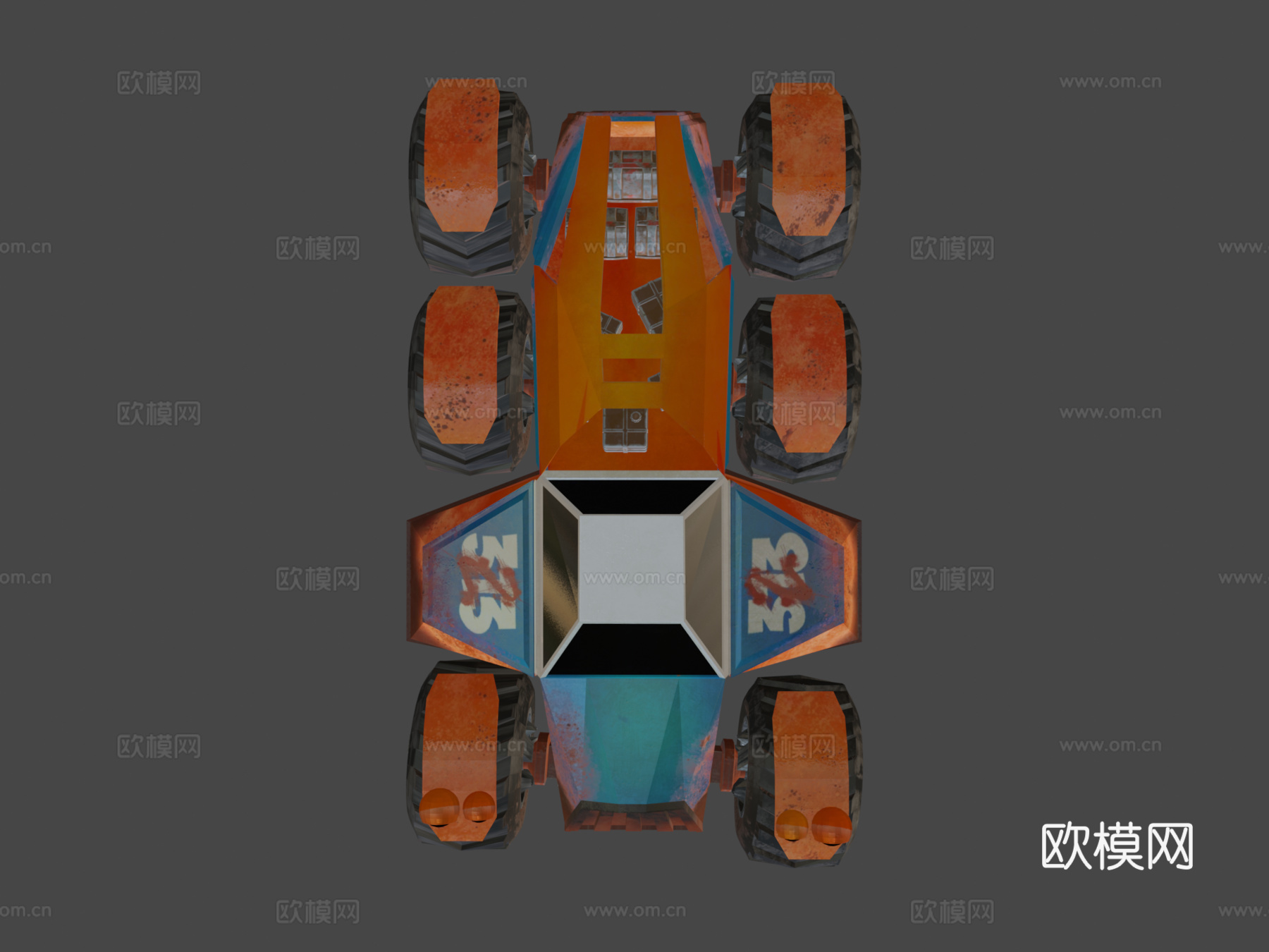 游戏艺术怪兽卡车3d模型下载（渲染图8）