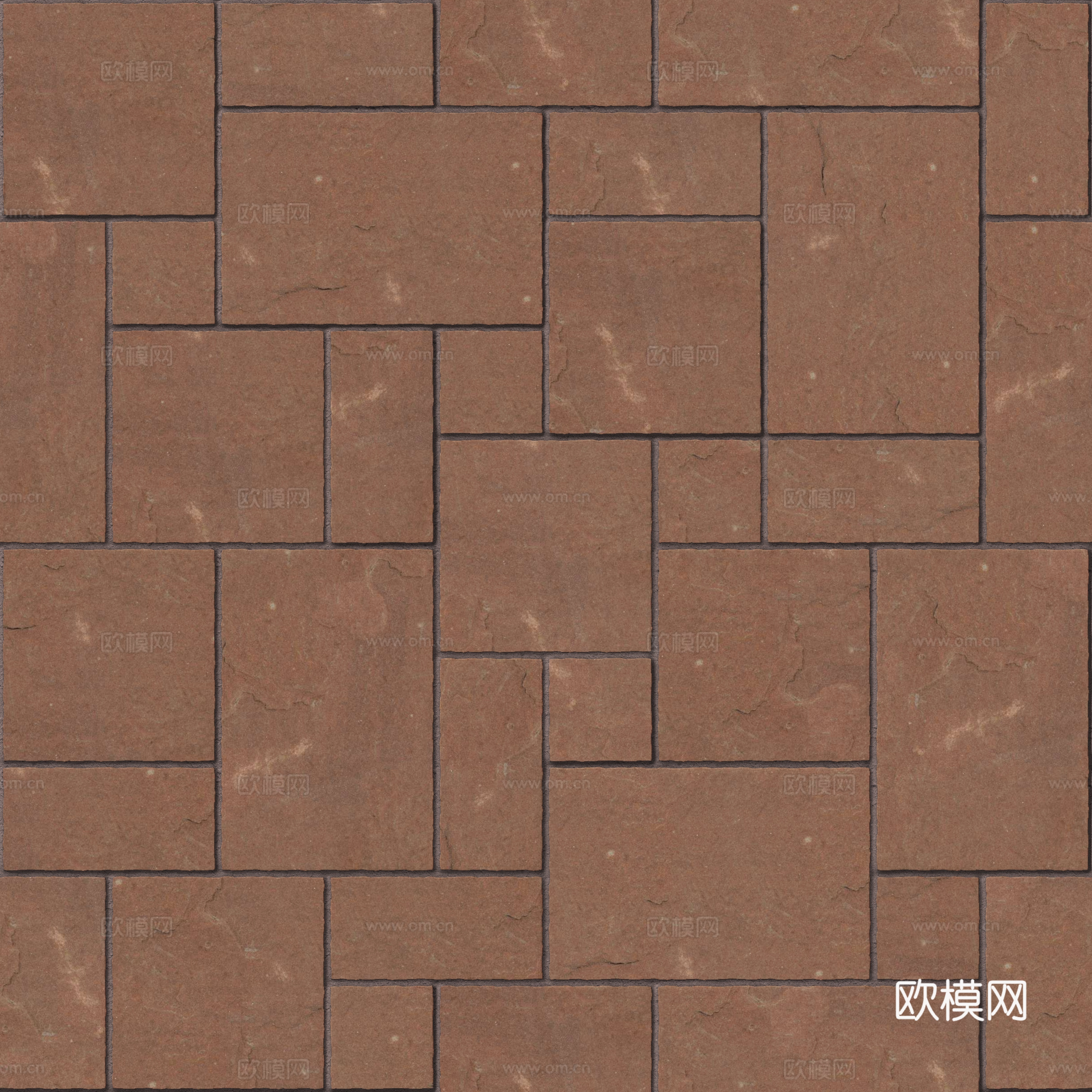 暗红色红色砂岩石板-大小错拼错缝4