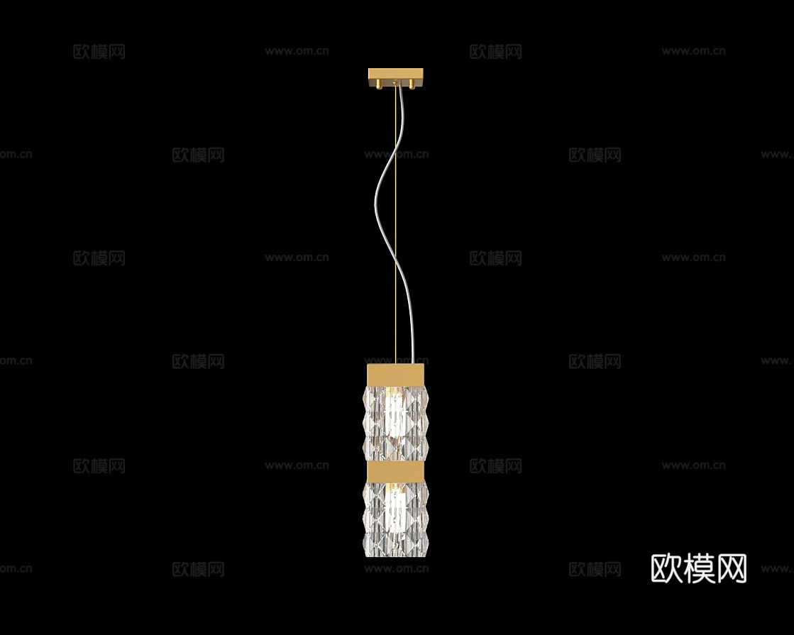 Cloyd 轻奢方块吊灯3d模型下载（渲染图1）