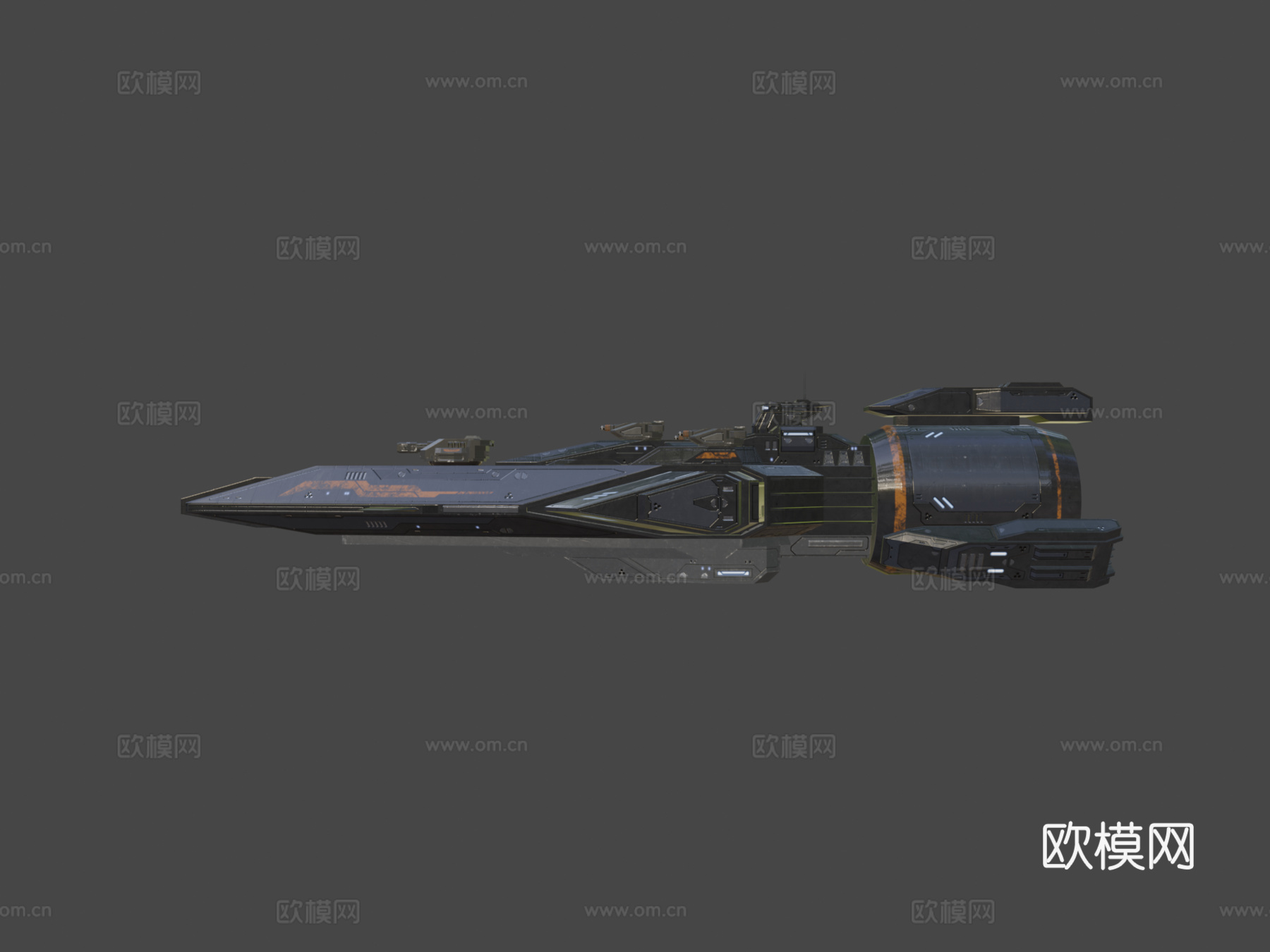 科幻轻型护卫舰水牛3d模型下载（渲染图6）