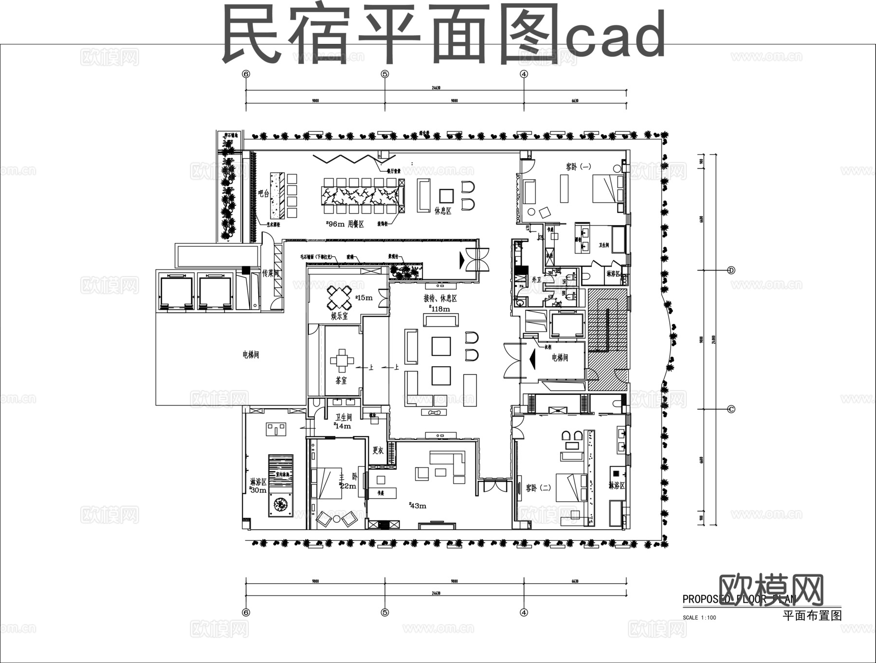 民宿平面图cadcad施工图