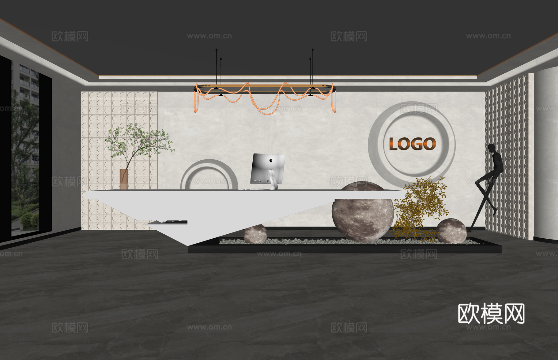 前台接待 公司前台 酒店前台 办公室su模型