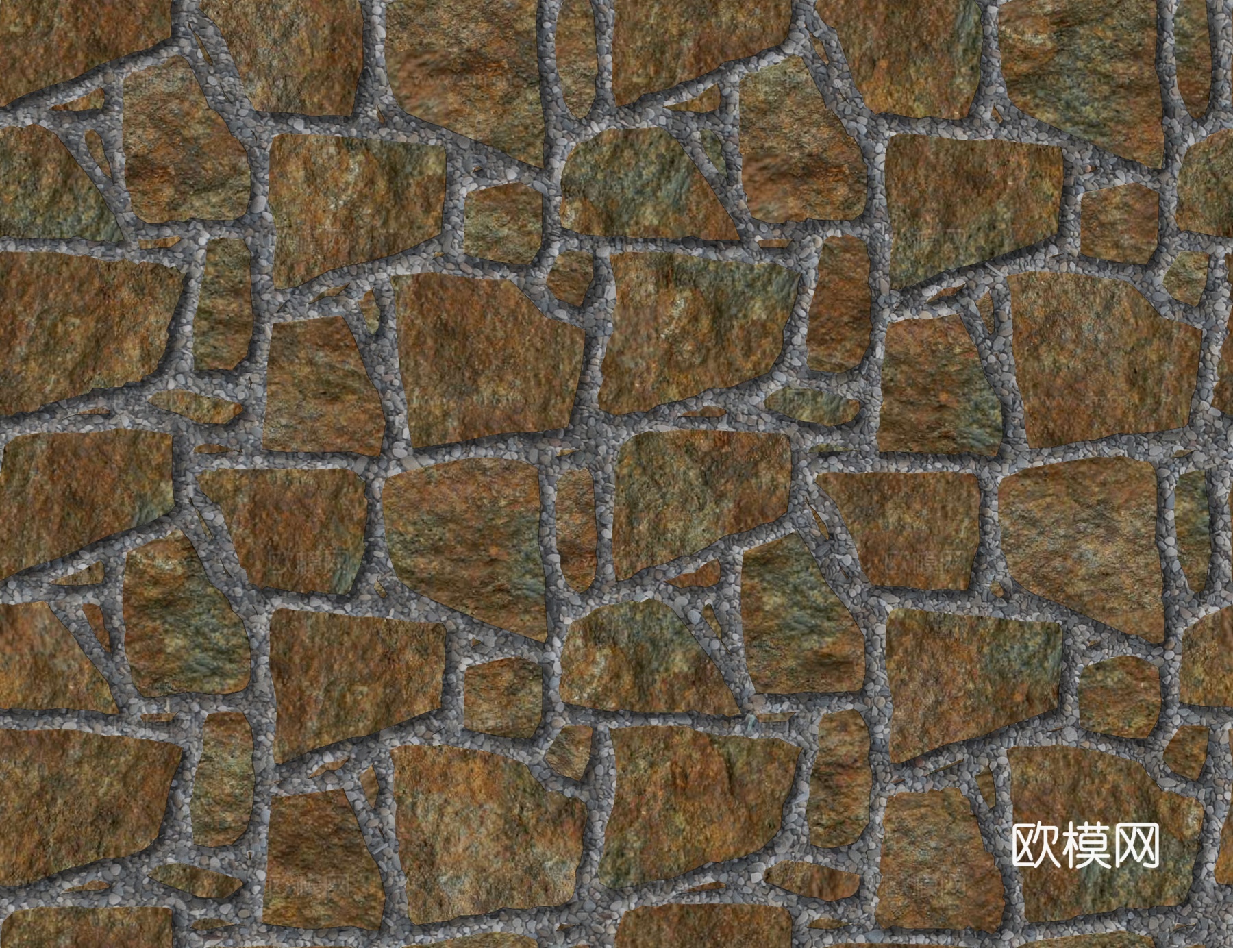 红色砂岩石材铺地-多边形石材铺地-石材嵌鹅卵石铺地8