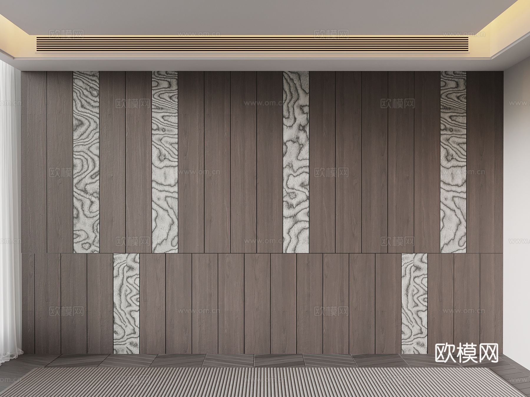 现代意式背景墙 床头背景墙su模型