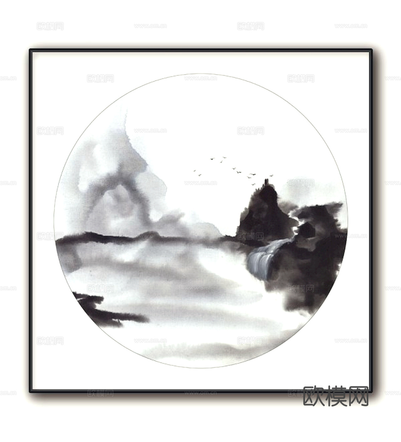 中式新中式挂画壁画水墨字画山水花鸟背景墙壁纸装饰画抽象画油画