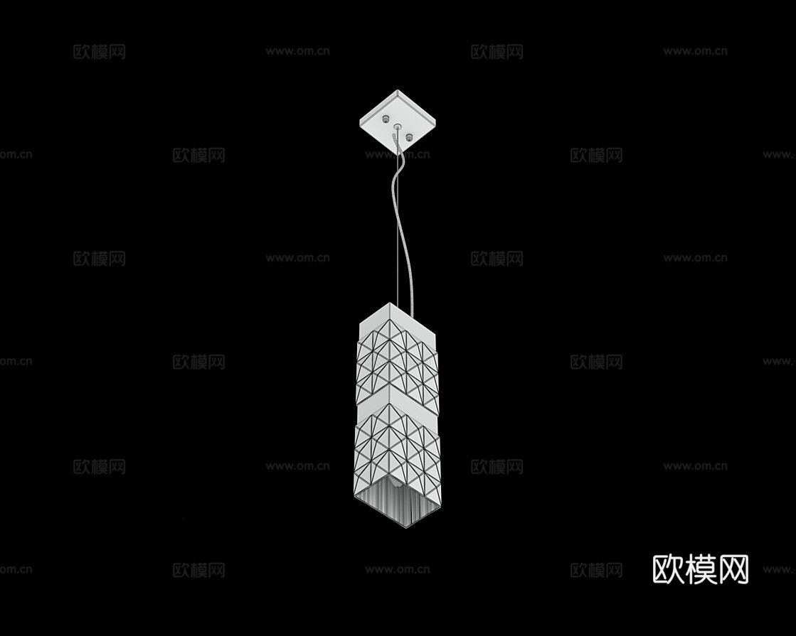 Cloyd 轻奢方块吊灯3d模型下载（渲染图2）