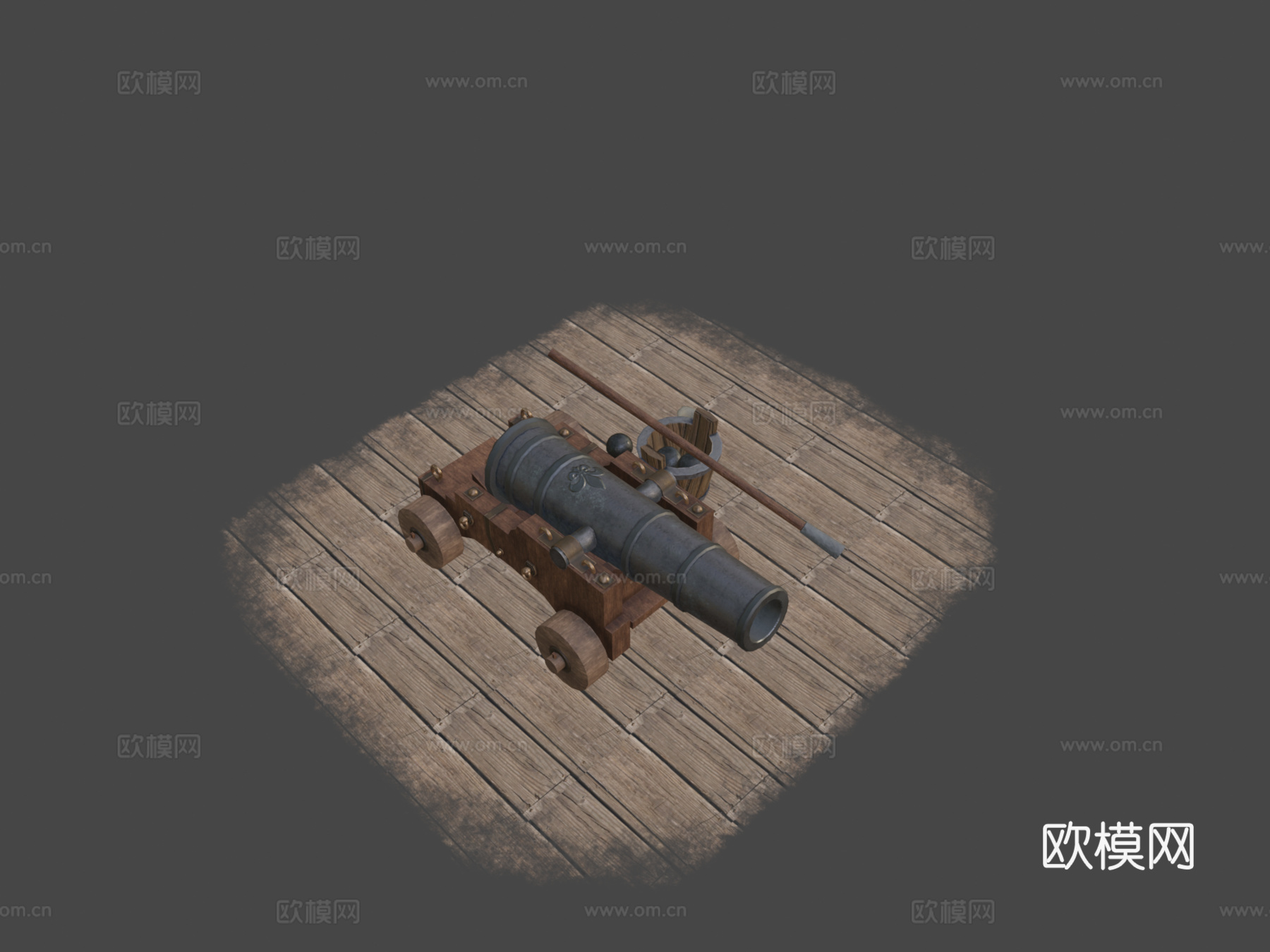 立体低多边形舰炮3d模型下载（渲染图8）