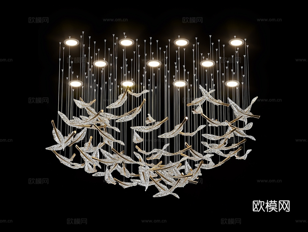 Cloyd 羽毛装饰吊灯3d模型下载