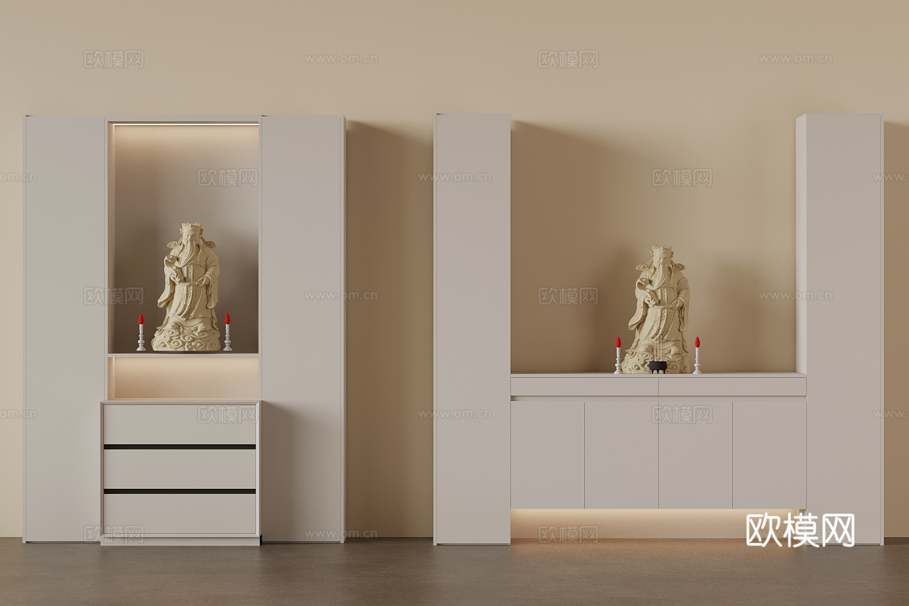 现代佛龛 佛像su模型