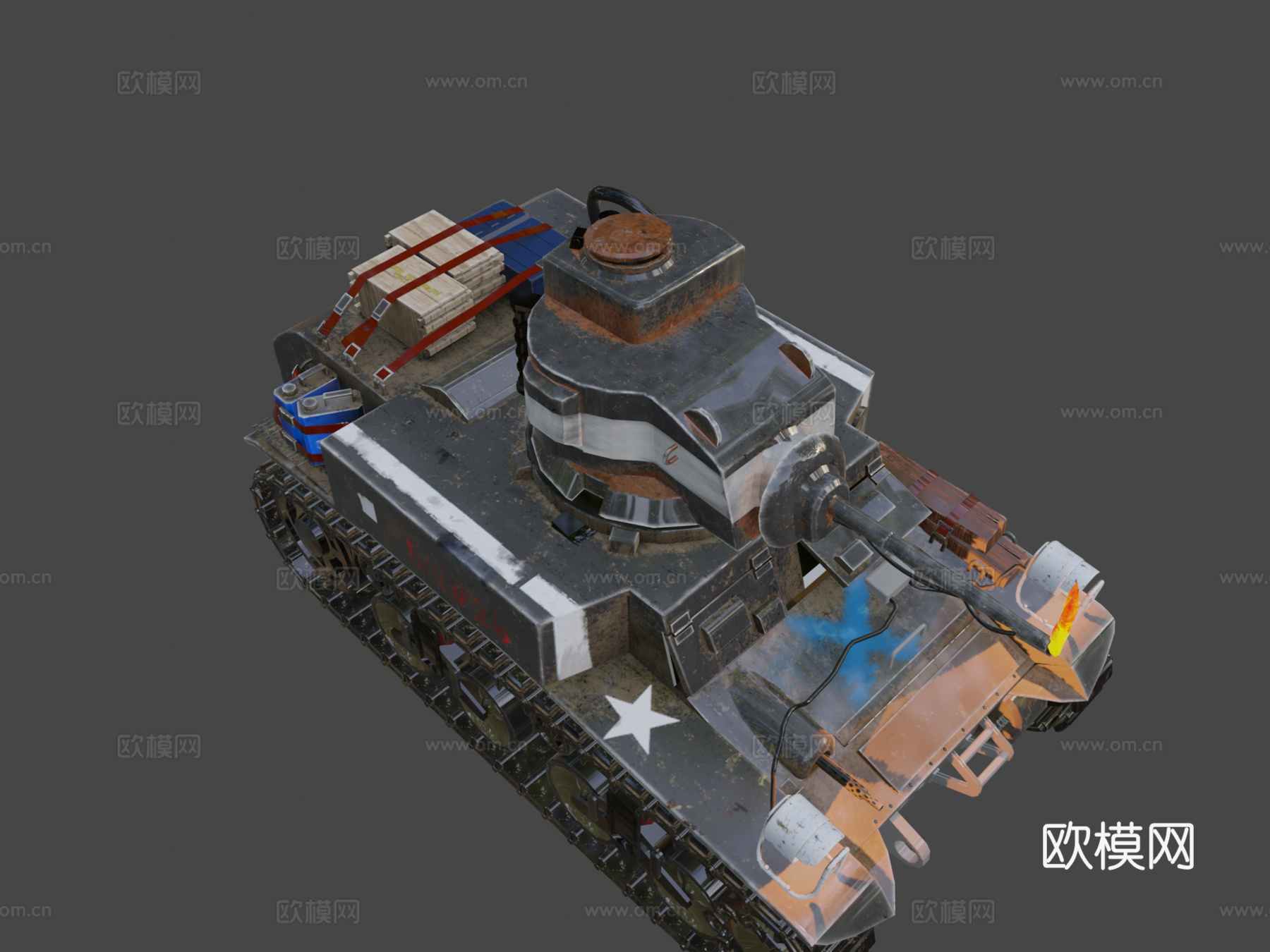 斯图亚特M1坦克3d模型下载（渲染图5）