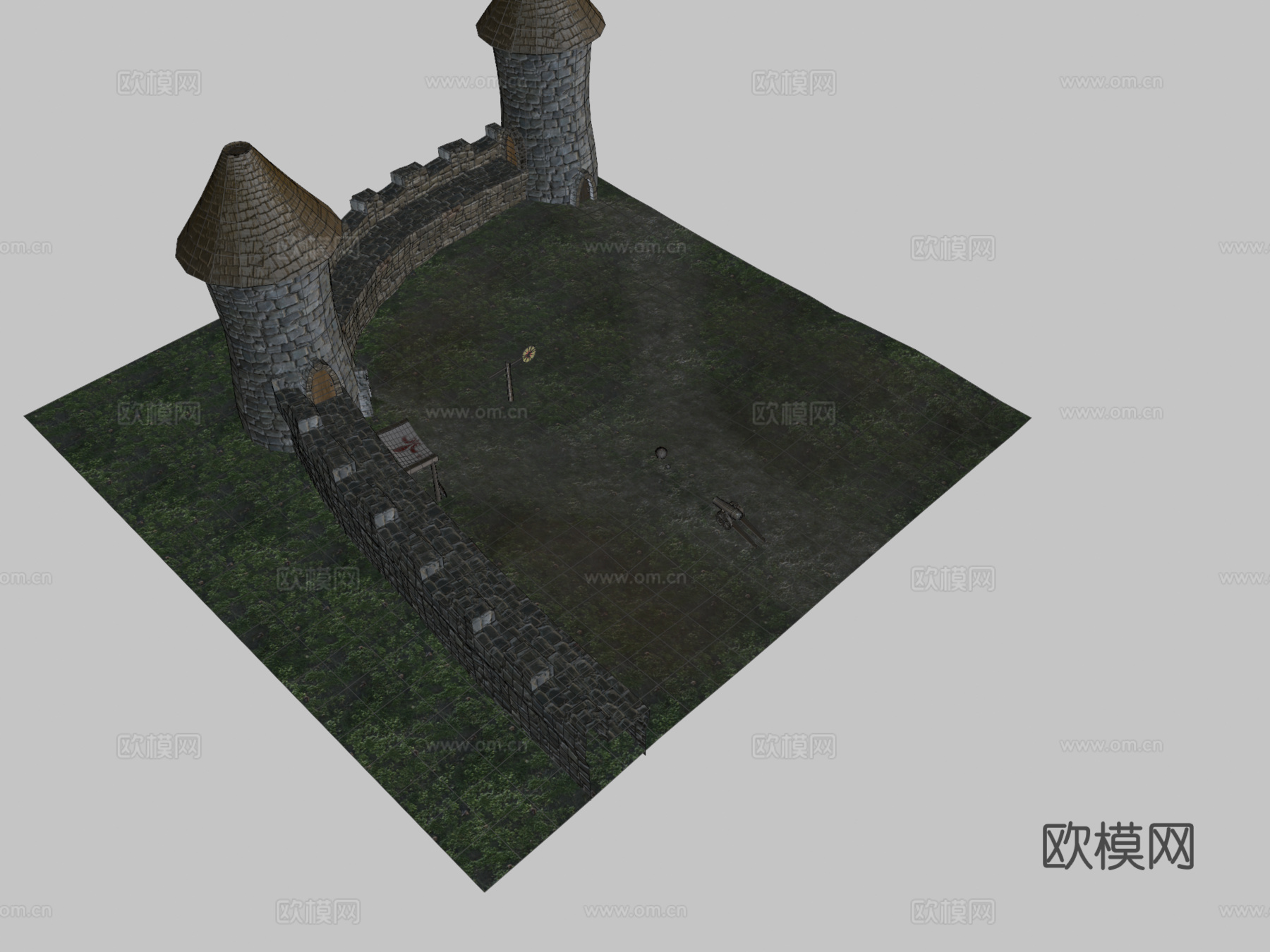 加农炮3d模型下载（渲染图2）