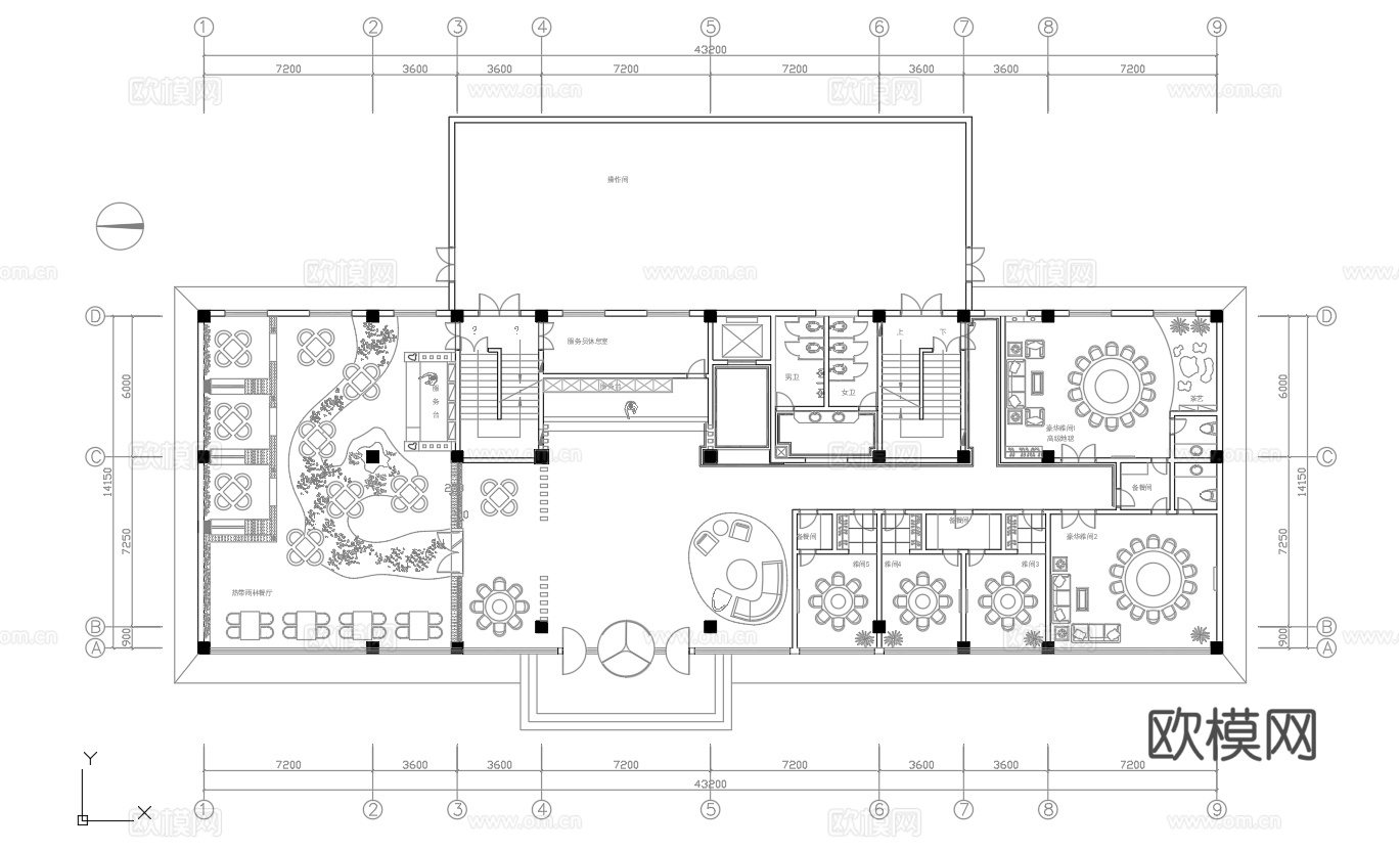民宿露营风餐厅 最新平面施工图合集cad施工图