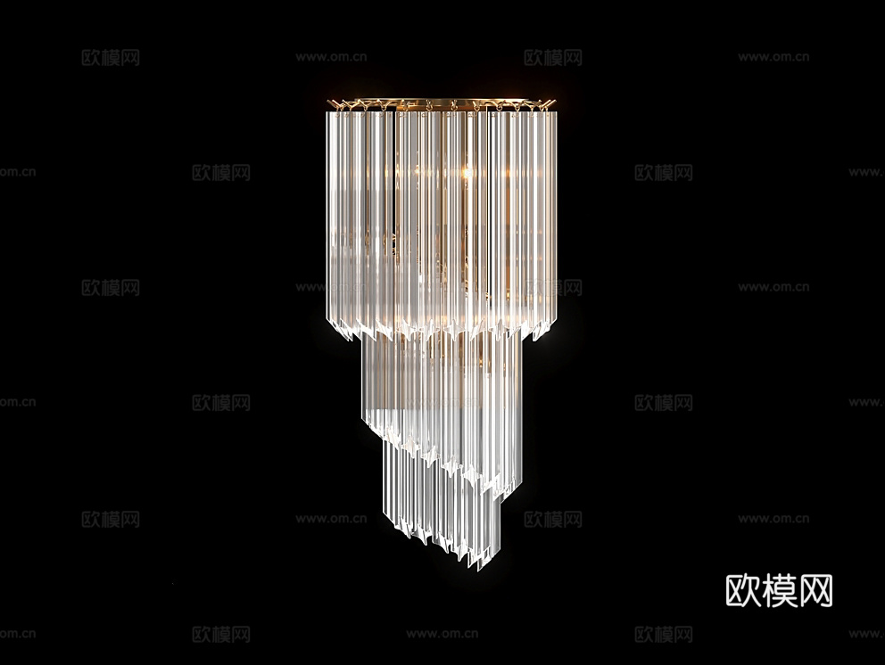Cloyd 奢华水晶吸顶灯3d模型下载（渲染图1）