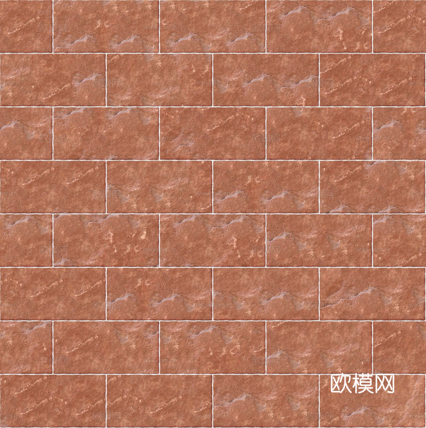 暗红色红色砂岩石板-矩形错缝-横向31