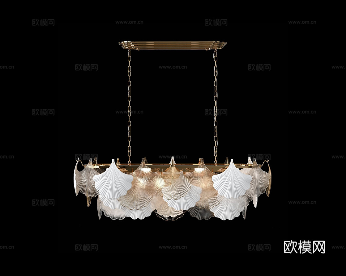 Cloyd 轻奢叶子吊灯3d模型下载（渲染图1）