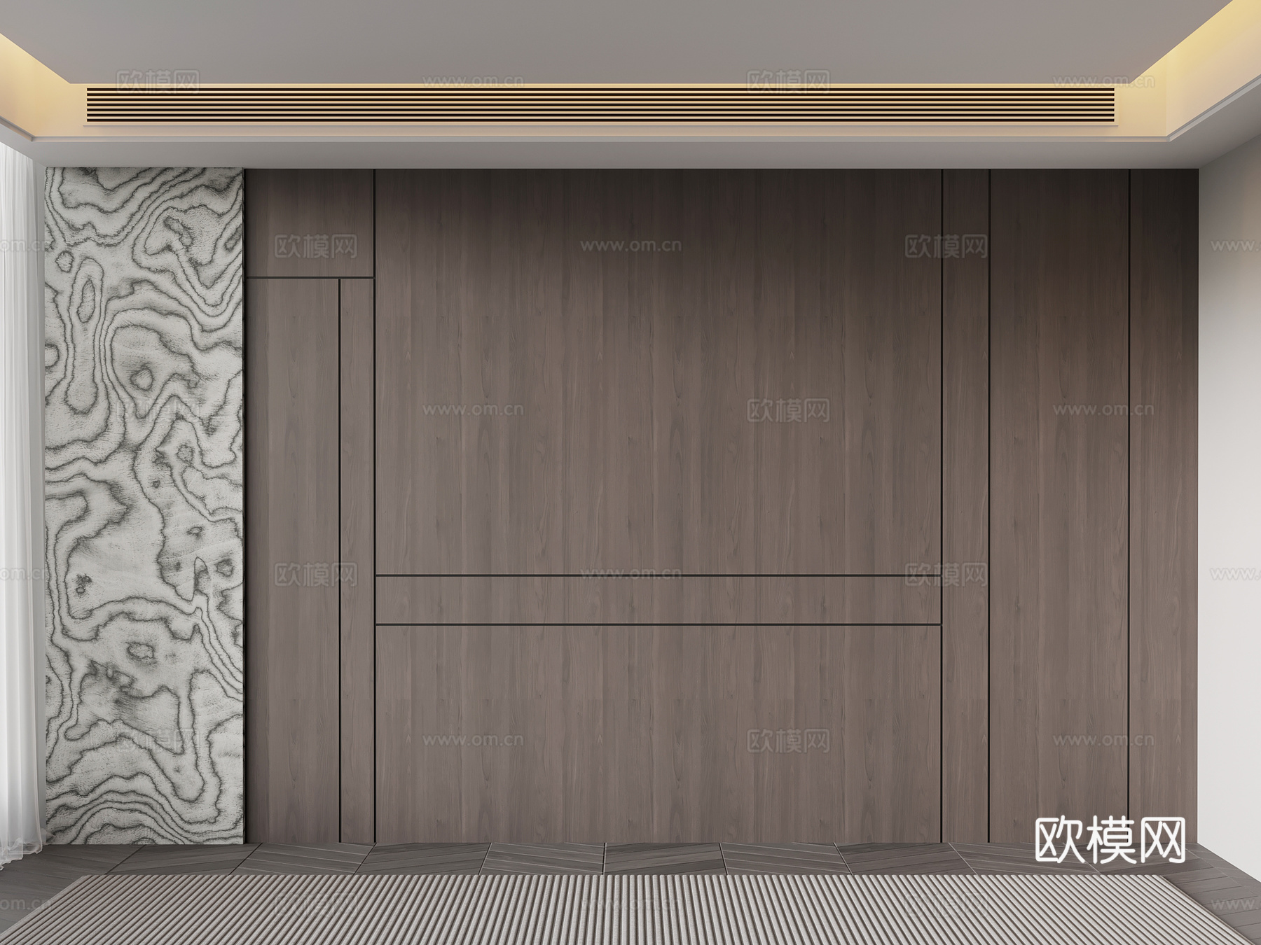 现代意式背景墙 床头背景墙su模型